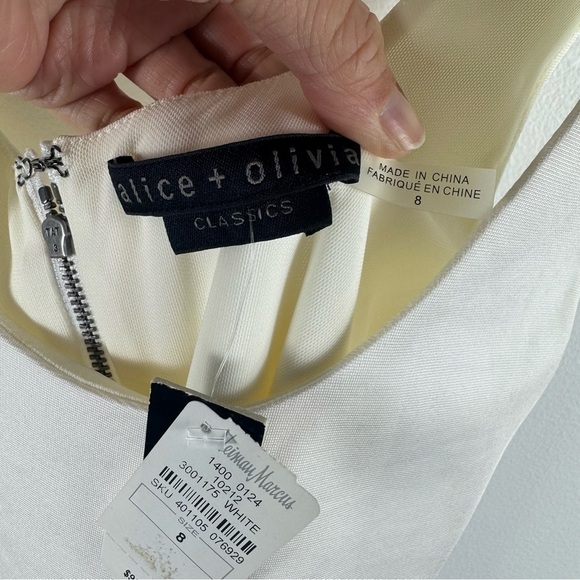 Alice + Olivia James Scoop Neck Body-Con Tank Dress Size 8 Off White NEW - Picture 8 of 12